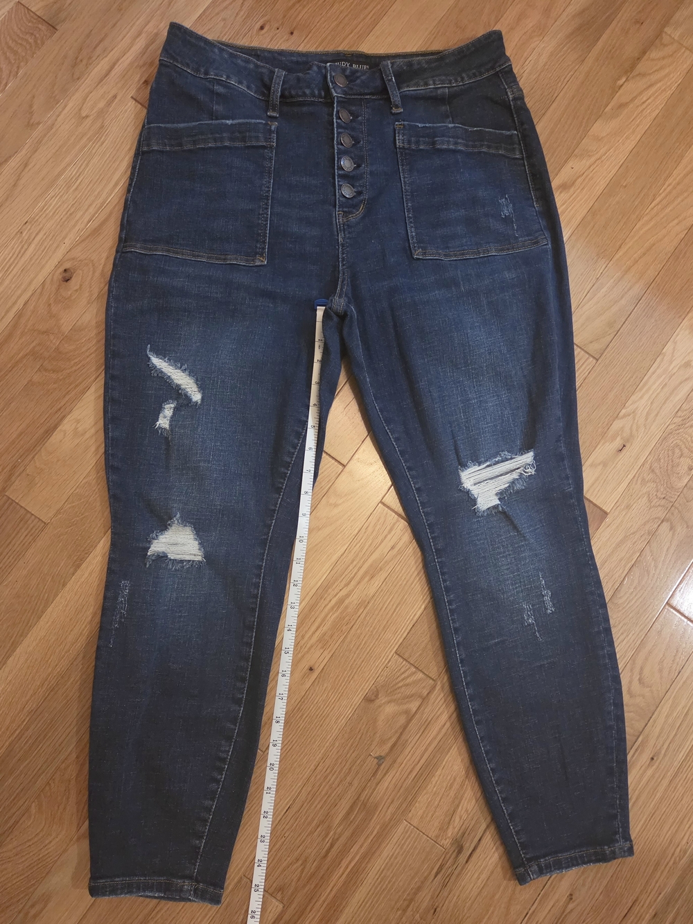 Judy Blue Distressed Skinny Jeans High Rise Button Fly 16W Style JB88324